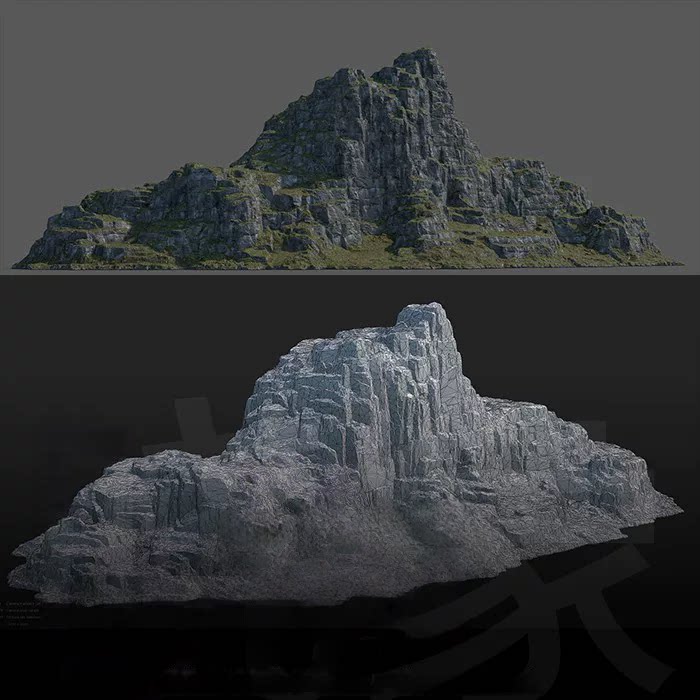 绿色山体 3D模型 8K贴图