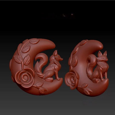 月亮狐狸 A2867 三维立体图圆雕图3d打印STL格式3d模型