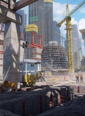 KitBash3D Construction Zone现代楼房桥梁建筑塔起吊机施工模型