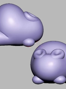 趴趴兔无相兔圆雕图雕刻机图纸stl文件兔子三维立体图3d模型1851