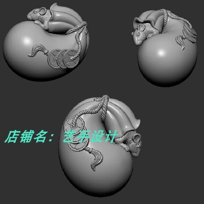 代代鼠钱stl圆雕文件三维立体图STL文件精修图3D打印模型