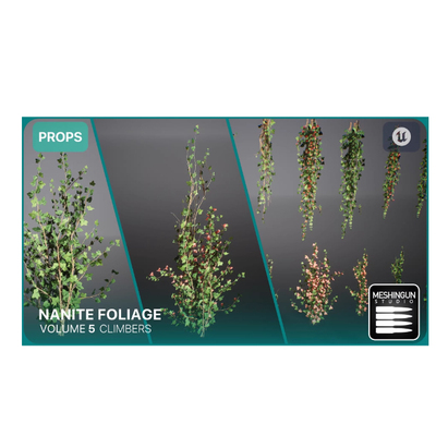 UE5.1爬山虎藤蔓墙面植物模型Nanite Foliage Vol5 Climbers