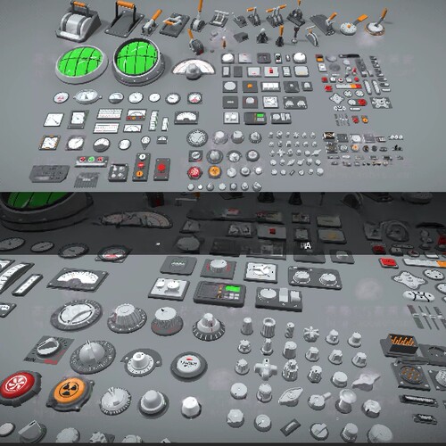 I231-C4D/MAYA/3DMAX 控制开关零件仪表操控杆插座按钮3D模型素材