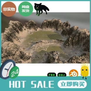 山体三维模型3d素材blender/c4d/fbx/obj悬崖岩石