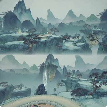 unity3d中国风水墨风材质山水画模型素材特效古风场景建模资产