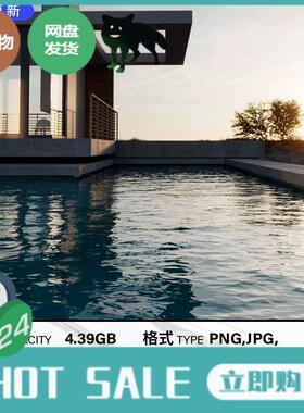 C4D水面波纹动态贴图2K海面动画纹理支持Blender OC渲染器3DMAX