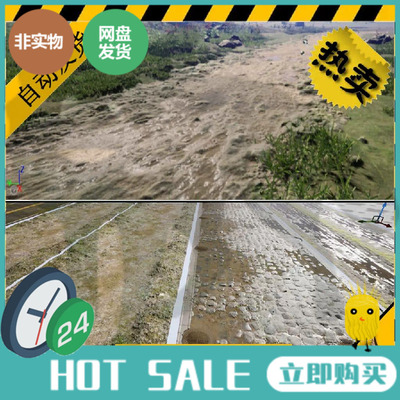 UE4虚幻4.27 马路蓝图道路Spline泥土Road公路写实地砖泥泞