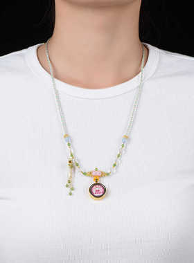 送女友烧蓝珐琅工艺百搭锁骨链