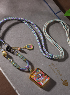 新中式藏式吊坠绳手工编织项链绳吊坠挂绳扎基拉姆脖挂唐卡饰品