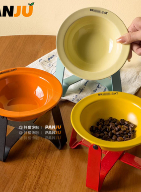 韩国宠物BD粮碗RIDGE.CAT陶瓷飞碟托架防黑下巴护颈双耳主粮零食