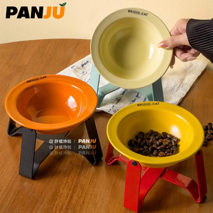 韩国宠物BD粮碗RIDGE.CAT陶瓷飞碟托架防黑下巴护颈双耳主粮零食