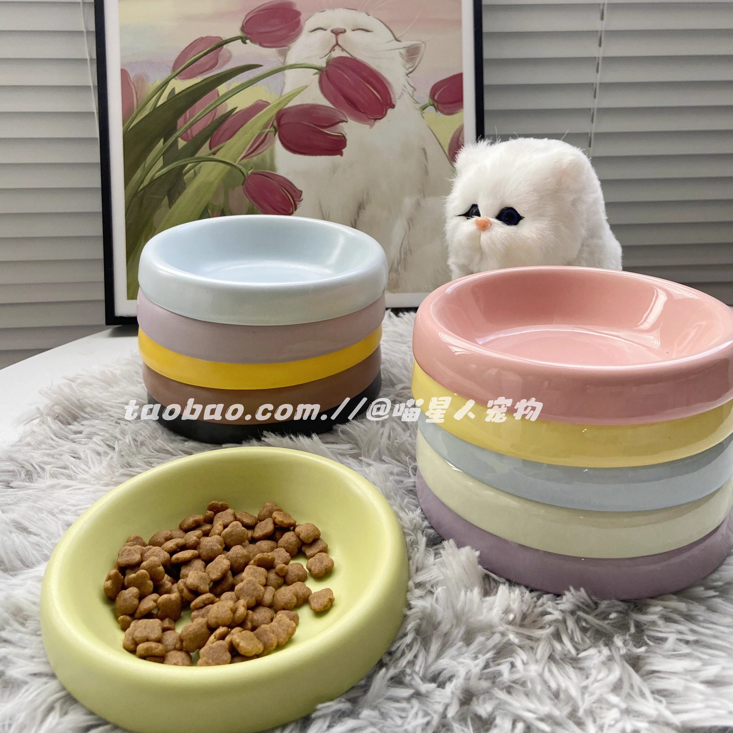 日本pe宠物碗 pe系列陶瓷猫狗奶水碗猫狗粮碗