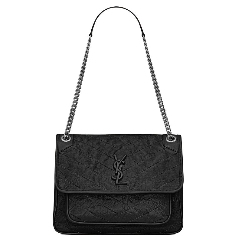 YSL女包圣罗兰女士中号复古褶皱NIKI包BABY链条单肩斜挎包498894