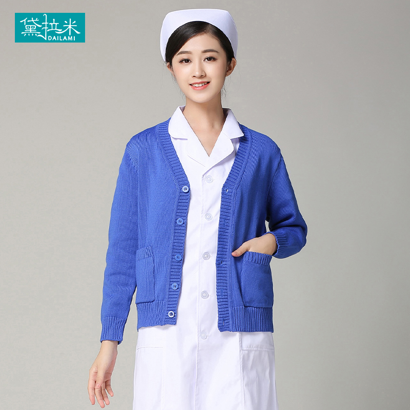 护士毛衣外套开衫秋冬季值班保暖工作服蓝色百搭V领宽松针织衫在类目 女装/女士精品, 毛衣中 - 来自Buy2taobao.com提供专业的淘宝代购服务