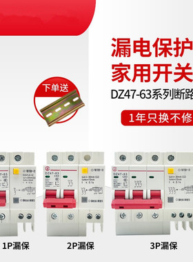 正品行货漏电保护器DZ47LE2P63A1-4P空气开关带漏电开关空开C45