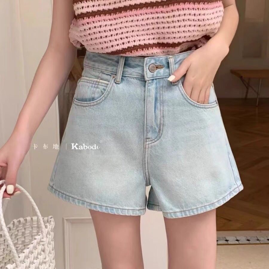Kabodo71523巴布牛仔短裤女2025夏新款热裤欧货高腰百搭A字阔腿裤