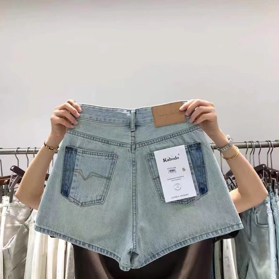 Kabodo巴布83550牛仔短裤女2025夏款韩版高腰宽松A字显瘦阔腿短裤