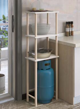 煤气罐置物架厨房夹缝落地式多层实木储物架煤气瓶上方锅架收纳架