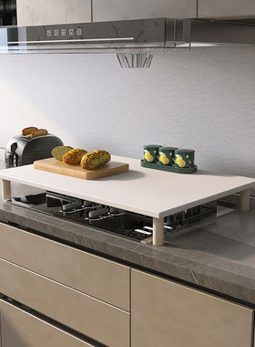 燃气灶盖板厨房架子集成灶台面煤气灶罩木质置物架灶台电磁炉支架