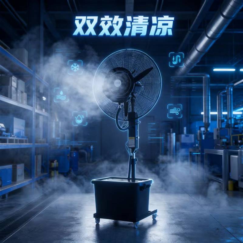 南极人工业喷雾风扇户外大功率雾化水冷降温商用强力加湿落地扇