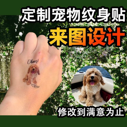 LAYA定制纹身贴宠物狗狗猫设计生日纪念diy文字图案名字彩色高端