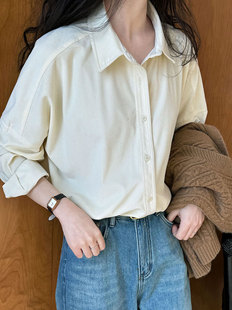 日系极简加厚磨毛灯芯绒内搭打底叠穿衬衣衬衫 实拍早春新品 女3378