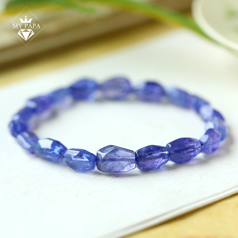 MYPAPA水晶彩宝可遇不可求玻璃体大颗粒随形坦桑石手链手串女