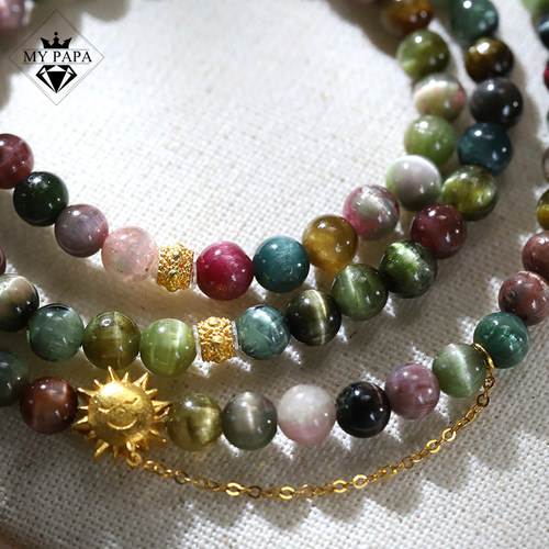 MYPAPA老矿猫眼彩碧玺手链
