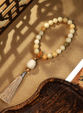 MYPAPA文玩木饰11MM奶黄团子菩提根绕指柔文玩车挂手持礼物