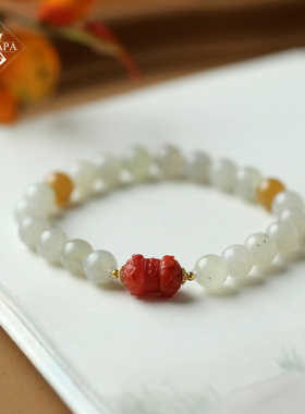 MYPAPA和田玉系列毕业级细肉青花料糯米芝麻团和田玉手链女手串