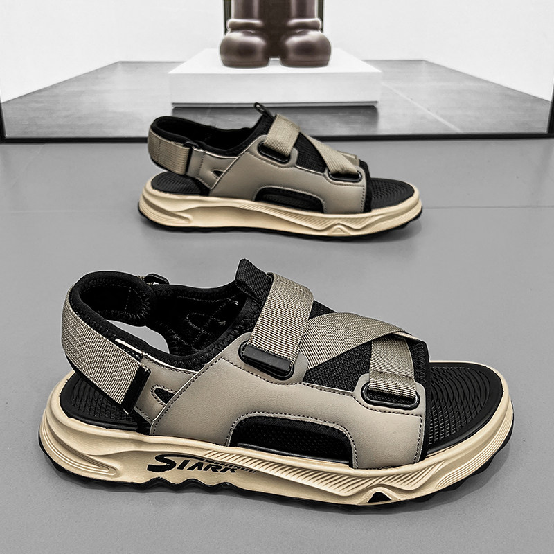 SLIPPERS MENS SUMMER OUTDOOR WEAR TRENDY CASUAL SANDALS MENS DUAL-PURPOSE DRIVING NON-SLIP WEARABLE BEACH SHOES