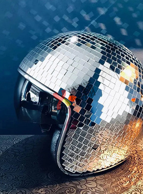 独立站跨境新品 Disco ball Helmet镜面玻璃砖迪斯科球头盔蘑菇