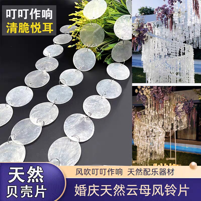 云母片天然贝壳圆片镜贝婚礼装饰贝母片DIY灯具风铃贝壳画配件