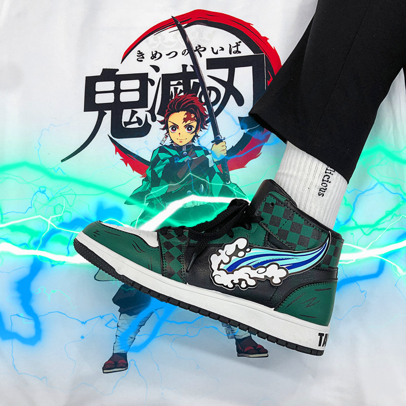鬼灭之刃动漫联名aj男鞋子空军一号高帮板鞋韩版潮流百搭休闲潮鞋