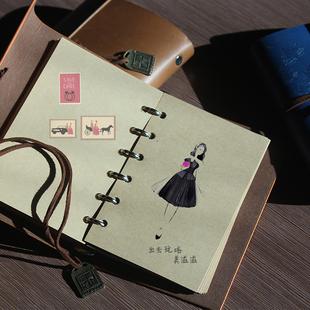 晴耕雨读复古牛皮纸活页手帐本 旅行随身日记本 活页笔记本子记事本 活页笔记本 可拆卸 手帐素材手札本活页