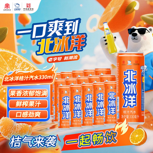 北冰洋橙桔汽水果汁果汁饮料北京