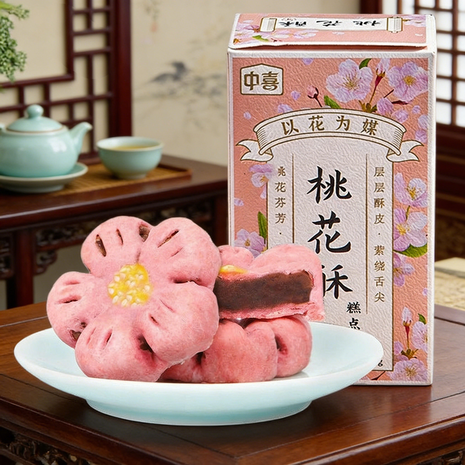 山姆冠必买桃花酥梅花酥饼糕点手工传统网红点心樱花红豆酥上海特