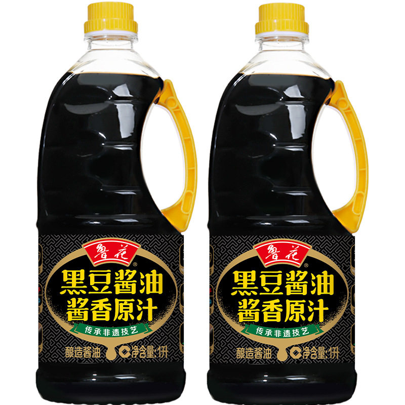 山姆冠必买鲁花黑豆酱油酱香原汁1L*2瓶 特级生抽 酿造酱油