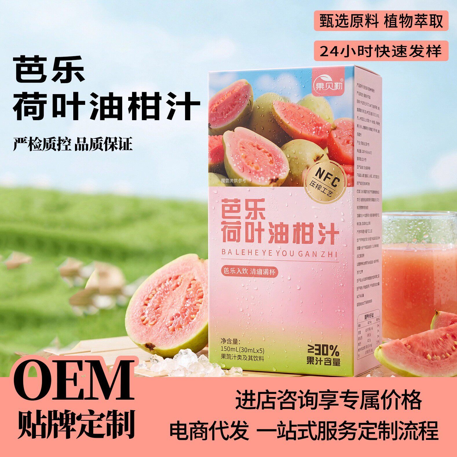 山姆冠必买芭乐荷叶油柑汁浓缩酶解提纯健康植物饮品oem代加工芭