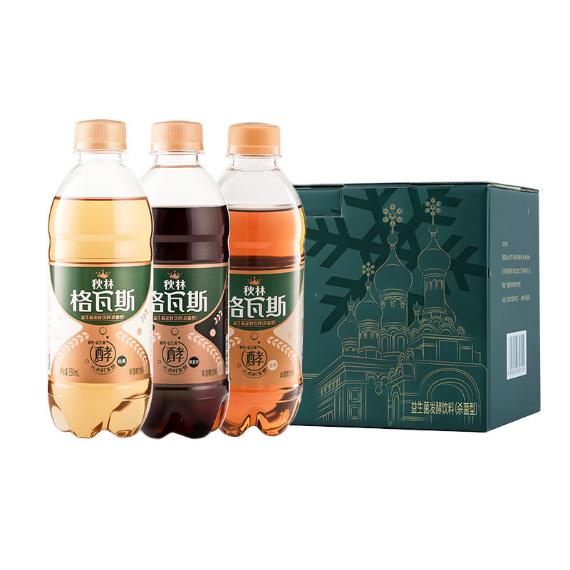 山姆冠必买【礼盒装】哈尔滨特产料秋林格瓦斯饮料350ml*15瓶 混