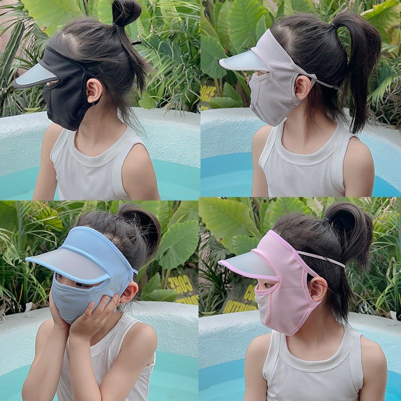 儿童冰丝防晒面罩夏季户外旅游骑行全脸护脸部基尼防护遮阳头套帽