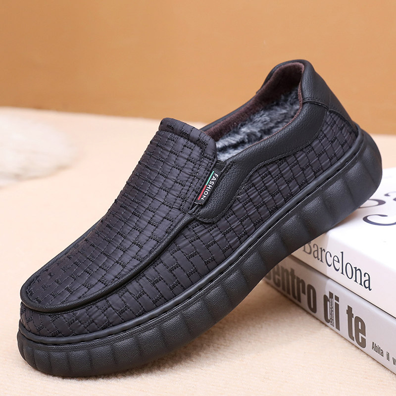 冬季款加绒爸爸鞋厚软底防滑棉鞋