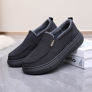 冬季老北京布鞋男棉鞋加绒加厚保暖棉靴中老年人软底防滑爸爸鞋子
