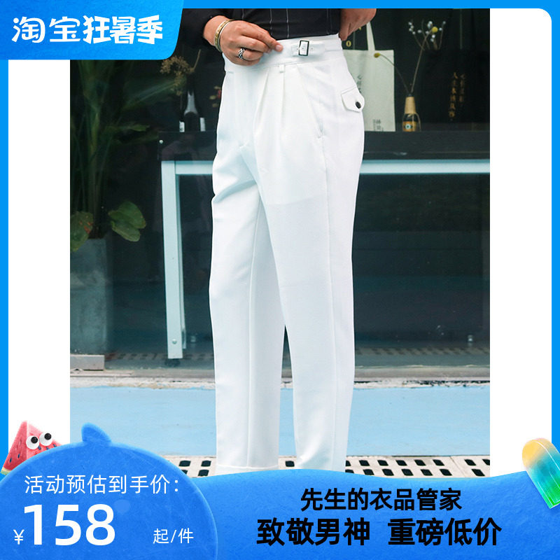 睿仕先生廓尔喀四季商务绅士九分西裤那不勒斯时尚潮流轻奢高端裤_虎窝淘