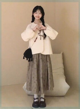 初秋一整套搭配套装女装韩系气质减龄长袖上衣外套小众半身裙套装