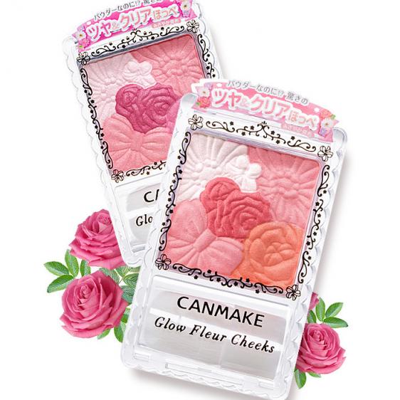 日本Canmake井田 花瓣雕刻四色珠光/哑光 五色腮红带粉刷多色可选