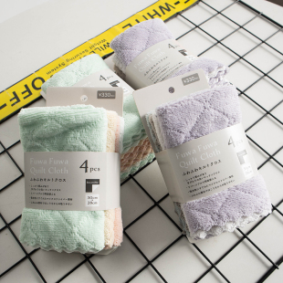 4条装 出口单外贸加厚珊瑚绒抹布百洁布片厨房刷碗神器吸水洗碗布