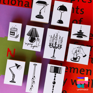 unimoco原创木质印章 灯具系列 手帐装饰素材 美日承制