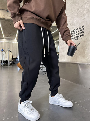 长裤黑色小脚松紧腰休闲裤