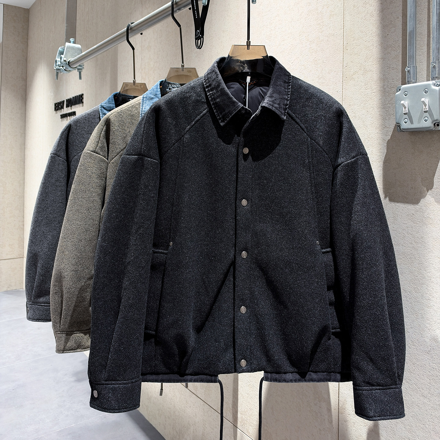 冬季潮流拼接翻领假两件羽绒服